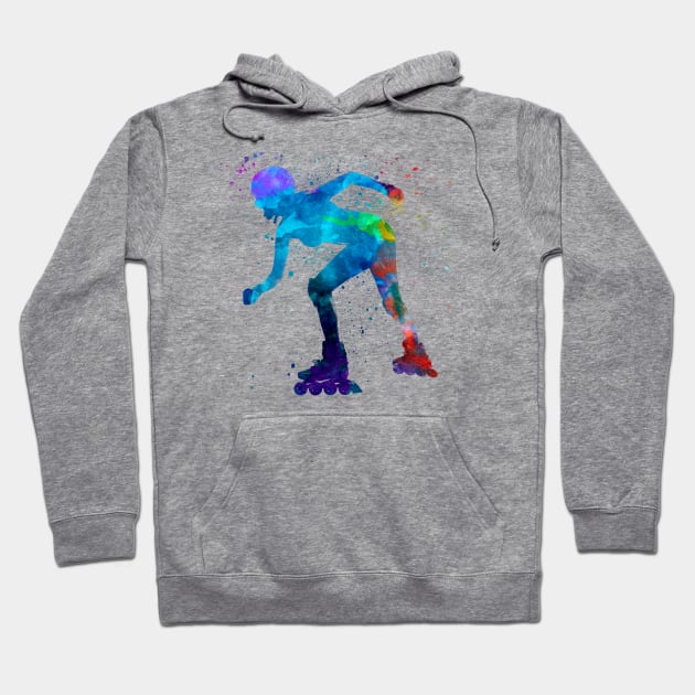 Woman in roller skates in watercolor Hoodie by PaulrommerArt